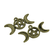 Tibetan Style Alloy Pendants, Cadmium Free & Nickel Free & Lead Free, Triple Goddess Pentagram Moon, Antique Bronze, 16x30x4mm, Hole: 2mm(X-TIBE-Q070-51AB-NR)