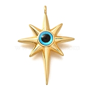 Brass Resin Pendants, Star with Eye, with Loop, Real 18K Gold Plated, 29.5x20.5x5mm, Hole: 1.4mm(KK-U055-24G)