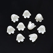 ABS Plastic Imitation Pearl Flower Bead Caps, 6-Petal, Creamy White, 11x10.5x9mm, Hole: 1.5mm(X-KY-T023-036)