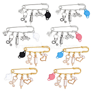 8Pcs 8 Style Nurse Cap & Injection Syringe & Ambulance Alloy Enamel Charms Safety Pin Brooches Set, Medical Theme Stainless Steel Lapel Pins for Sweater Shawl Clips Waist Pants Extender, Mixed Color, 25~47mm, 1Pc/style(JEWB-AB00015)