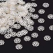Silver Color Plated Brass Bead Caps, Multi-Petal, about 6mm in diameter, 1.5mm thick, Hole: 0.8mm(X-EC134-S)