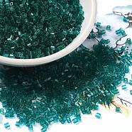 Transparent Glass Seed Beads, Hexagon(Two Cut), Teal, 2x1.5mm, Hole: 0.9mm(SEED-S042-21B-02)