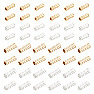 48Pcs 4 Style Brass Tube Beads, Lead Free & Cadmium Free, Tube, Mixed Color, 9~11x3~4mm, Hole: 1.8~3mm, 12pcs/style(KK-BC0012-92)