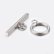 304 Stainless Steel Toggle Clasps, Stainless Steel Color, 18x14x2mm, hole: 3mm, Bar: about 20x6x2mm, Hole: 3mm.(STAS-K172-52P)