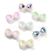 Opaque Rhinestone Acrylic Beads, Bowknot, Mixed Color, 12x21.5x9.5mm, Hole: 7x3.4mm and 2.2x3.4mm(OACR-S139-07)