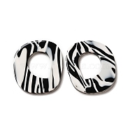 Cellulose Acetate(Resin) Cabochons, Black And White Oval Ring, 39x24x2.5mm(ACAB-Q001-15)