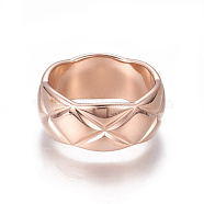 304 Stainless Steel Finger Rings, Wide Band Rings, Rose Gold, Size 6~10, 16~20mm(RJEW-F098-01RG)