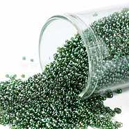 TOHO Round Seed Beads, Japanese Seed Beads, (322) Gold Luster Emerald, 15/0, 1.5mm, Hole: 0.7mm, about 15000pcs/50g(SEED-XTR15-0322)