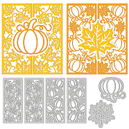 Autumn Theme Carbon Steel Cutting Dies Stencils, for DIY Scrapbooking, Photo Album, Decorative Embossing Paper Card, Stainless Steel Color, Maple Leaf & Pumpkin Pattern, Mixed Patterns, 90~157x70~97x0.8mm, 6pcs/set(DIY-WH0309-1157)