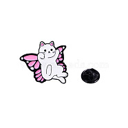 Cat with Butterfly Wing Alloy Enamel Badge Pins, Cute Cartoon Brooch, Clothes Decorations Bag Accessories for Women, White, 30x27mm(PW-WG81136-01)