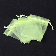 PandaHall Elite Organza Bags, with Ribbons, Light Green, 9x7cm(OP-PH0001-02C)