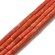 Synthetic Imperial Jasper Dyed Beads Strands, Column, Orange Red, 12.5~13x3.5~4mm, Hole: 1.2mm, about 29pcs/strand, 15.31''(38.9cm)(G-D077-B01-10)