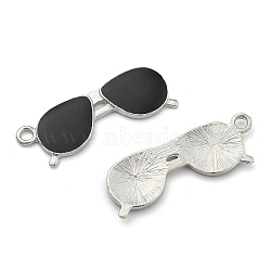 Alloy Charms, with Enamel,  SunGlasses/Spectacles, Black, Silver Color Plated, 11x32mm(PALLOY-N0118-246)