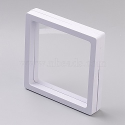 Square Transparent 3D Floating Frame Display, for Ring Necklace Bracelet Earring, Coin Display Stands, Aa Medallions, White, 11x11x2cm(X1-OBOX-G013-14A)