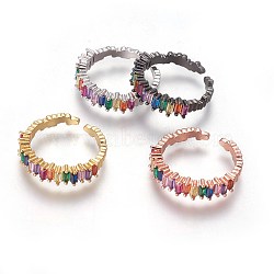 Cubic Zirconia Cuff Rings, Open Rings, with Brass Findings, Mixed Color, Size 6, 16mm(RJEW-P074-04)