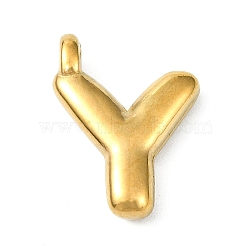 Ion Plating(IP) 304 Stainless Steel Pendants, Letter Charm, Real 18K Gold Plated, Letter Y, 19x14.5x4mm, Hole: 1.6mm(STAS-U033-02G-Y)