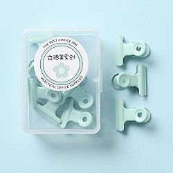 Metal Bulldog Clips, Hinge Clip, School Office Supplies, Aquamarine, 25x22mm, 8pcs/box(OFST-PW0001-014A)