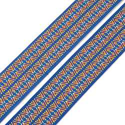 Ethnic Style Colored Flat Elastic Fibre Rubber Band, Webbing Garment Sewing Accessories, Flat with Rhombus Pattern, Colorful, 52mm(EC-XCP0001-25)