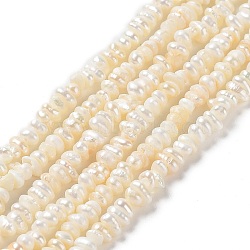 Natural Keshi Pearl Beads Strands, Cultured Freshwater Pearl, Grade 2A+, Rondelle, Baroque Pearls, Seashell Color, 4~5x3~4x2~3mm, Hole: 0.7mm, about 130~139pcs/strand, 13.78''(35cm)(PEAR-J007-46)