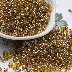 Glass Seed Beads, Transparent Colours Luster, Peanut Shape, Dark Goldenrod, 6x3x3mm, Hole: 1.2mm, about 6250pcs/pound(SEED-K009-10B-02)