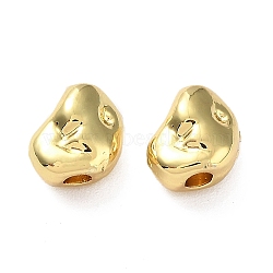 Rack Plating Alloy Beads, Long-Lasting Plated, Lead Free & Cadmium Free, Nuggets, Real 18K Gold Plated, 6x6x4mm, Hole: 1.6mm(PALLOY-D024-08G)
