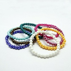 Stretchy Glass Pearl Bracelets, with Elastic Cord, Mixed Color, 6x55mm(BJEW-D068-6mm-M)