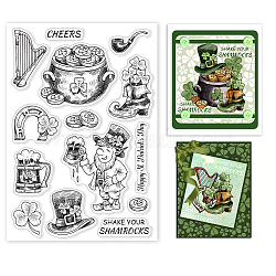 PVC Plastic Stamps, for DIY Scrapbooking, Photo Album Decorative, Cards Making, Stamp Sheets, Film Frame, Saint Patrick's Day Themed Pattern, 16x11x0.3cm(DIY-WH0167-57-0113)