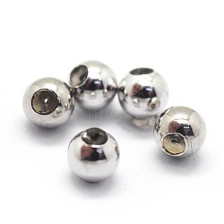 925 Sterling Silver Bead Spacers, with Rubber Inside, Round, Platinum, 5mm, Hole: 1.2mm(STER-I016-106C-P)