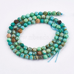 Dyed & Heated Natural Magnesite Beads Strands, Faceted, Round, Light Green, 4mm, Hole: 1mm, about 92pcs/strand, 15.7 inch(40cm)(TURQ-F010-04A-4mm)