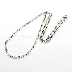 304 Stainless Steel Necklaces, Cable Chain Necklace, with Lobster Claw Clasps, Stainless Steel Color, 21.6 inch(55cm)(NJEW-F027-40-3.5mm)