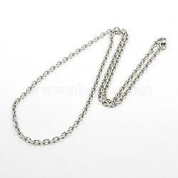 Tarnish Resistant 304 Stainless Steel Necklaces, Cable Chain Necklace, with Lobster Claw Clasps, Stainless Steel Color, 21.6 inch(55cm)(NJEW-F027-40-3.5mm)