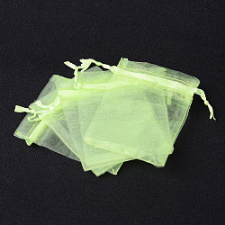 PandaHall Elite Organza Bags, with Ribbons, Light Green, 9x7cm(OP-PH0001-02C)