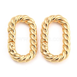 Brass Spring Gate Rings, Twist Oval, Real 18K Gold Plated, 19.5x11.5x3mm, Inner Diameter: 14x5mm(KK-D048-04G)