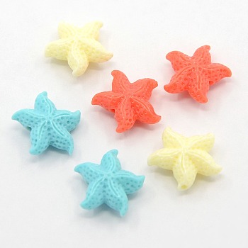 Synthetic Coral Beads, The Ocean Undersea World Series, Starfish/Sea Stars, Dyed, Mixed Color, 16x6mm, Hole: 1.5mm