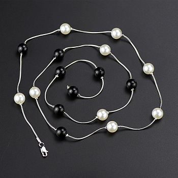 Black and White Imitation Pearl Chain Necklaces for Unisex