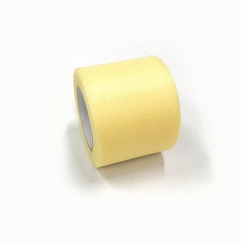 Deco Mesh Ribbons, Tulle Fabric, Tulle Roll Spool Fabric For Skirt Making, Lemon Chiffon, 2 inch(5cm), about 25yards/roll(22.86m/roll)