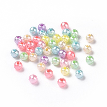Imitation Pearl Acrylic Beads, Round, Mixed Color, 6x5.5mm, Hole: 1.8mm, about 5555pcs/500g