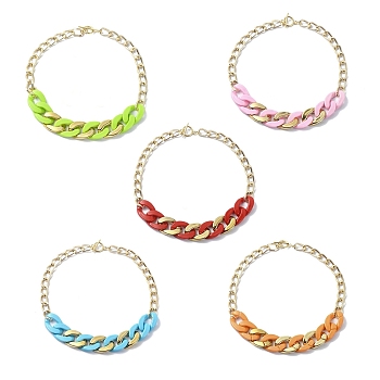 Acrylic & Aluminum Curb Chain Necklace, Mixed Color, 16.93 inch(43cm)