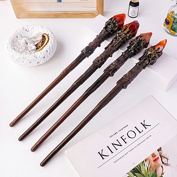 Natural Red Agate Magic Wand, Cosplay Magic Wand, with Wood Wand, for Witches and Wizards, Red, 340mm