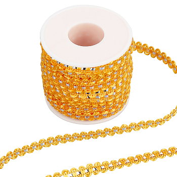 25M Metallic Yarn Lace Ribbons, Jacquard Ribbon, Garment Accessories, Goldenrod, 1/4 inch(8mm)