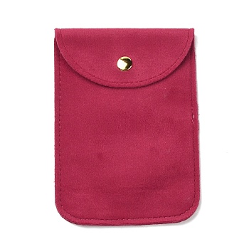 Velvet Jewelry Storage Pouches with Snap Button for Bracelets Necklaces Earrings, Rectangle, Crimson, 12.8x9.1x0.75cm