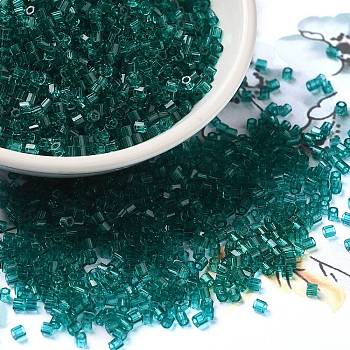 Transparent Glass Seed Beads, Hexagon(Two Cut), Teal, 2x1.5mm, Hole: 0.9mm