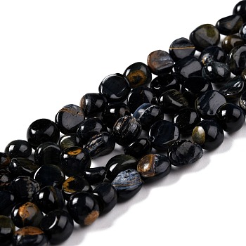 Natural Blue Tiger Eye Beads Strands, Dyed & Heated, Nuggets, Tumbled Stone, 5~8.5x5.5~7x3.5~4mm, Hole: 0.7mm, about 64pcs/strand, 16.34 inch(41.5cm)