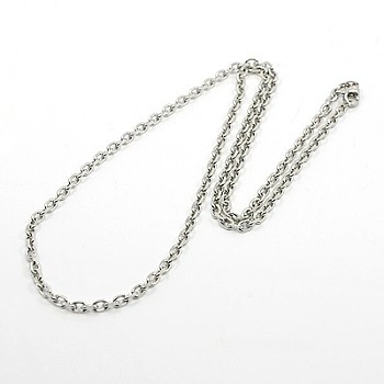 304 Stainless Steel Necklaces, Cable Chain Necklace, with Lobster Claw Clasps, Stainless Steel Color, 21.6 inch(55cm)
