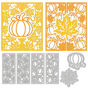 Autumn Theme Carbon Steel Cutting Dies Stencils, for DIY Scrapbooking, Photo Album, Decorative Embossing Paper Card, Stainless Steel Color, Maple Leaf & Pumpkin Pattern, Mixed Patterns, 90~157x70~97x0.8mm, 6pcs/set