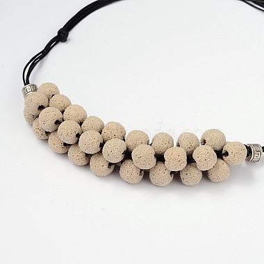 (Jewelry Parties Factory Sale)Lava Rock Beaded Necklaces(NJEW-D204-03)-2