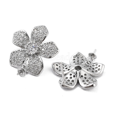 925 boucles d'oreilles en argent sterling avec zircones cubiques(EJEW-B038-09P)-2