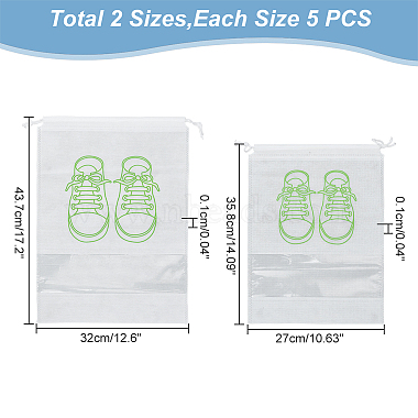 WADORN 10Pcs 2 Sizes Non-Woven Fabric Shoes Storage Drawstring  Bags(ABAG-WR0001-01A)-2
