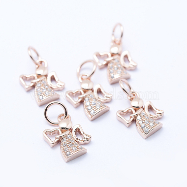 Rose Gold Clear Angel & Fairy Brass+Cubic Zirconia Charms