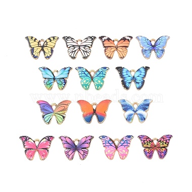 Light Gold Mixed Color Butterfly Alloy Pendants